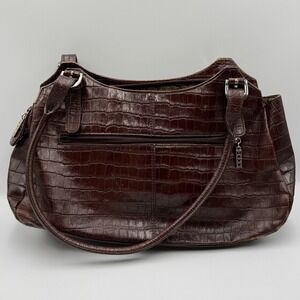 MAXX NEW YORK - Burgundy - Croc Embossed - Leather Handbag‎ Purse - VGC w/bag